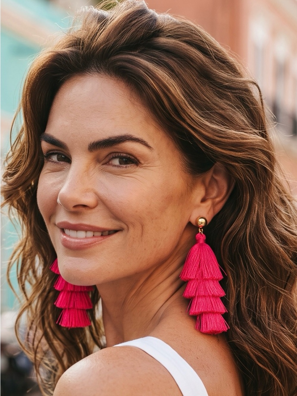 🩷SOIGNE’🩷Pardon My Parakeet Hot Pink Tiered Tassel Drop Earrings/NWT